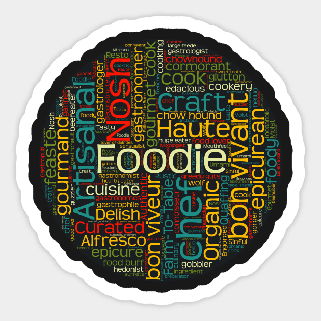 Gourmet Cook T-Shirt with 100+ Culinary Terms for Foodies Sticker by SecondActTees